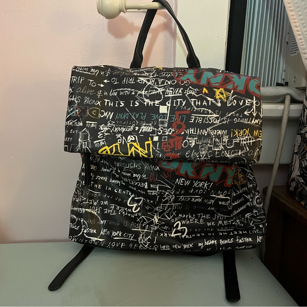 Dkny Tilly Graffiti Foldover Backpack Gem